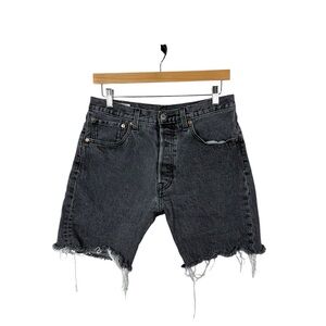 Levi’s Men’s Raw Hem Button Denim Shorts Washed Black Size 31